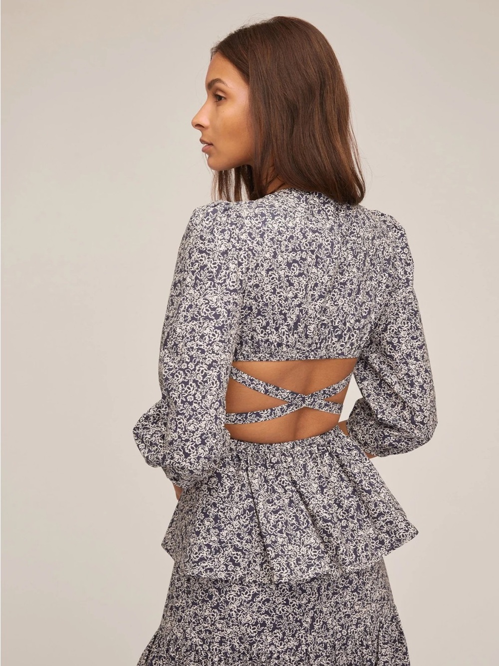 Marissa Webb Priya Cutout Floral Print Blouse